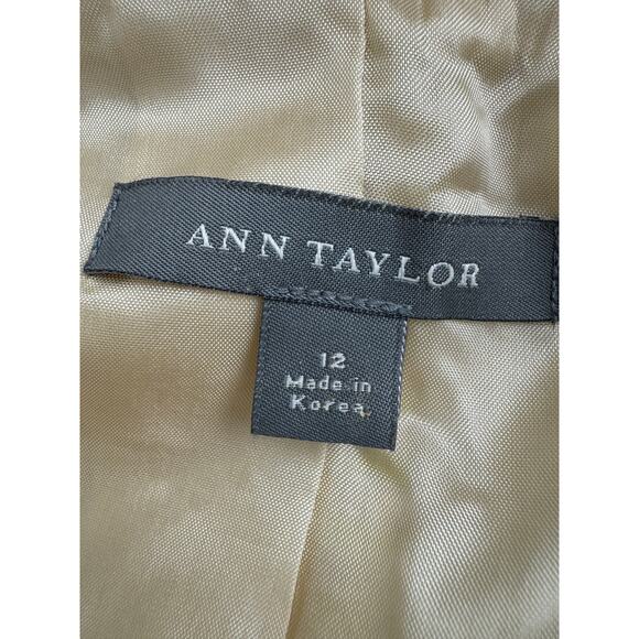 New Vintage Ann Taylor Women's Yellow Tweed Suit Jacket Sz 12 Skirt Sz 10 - Picture 4 of 12